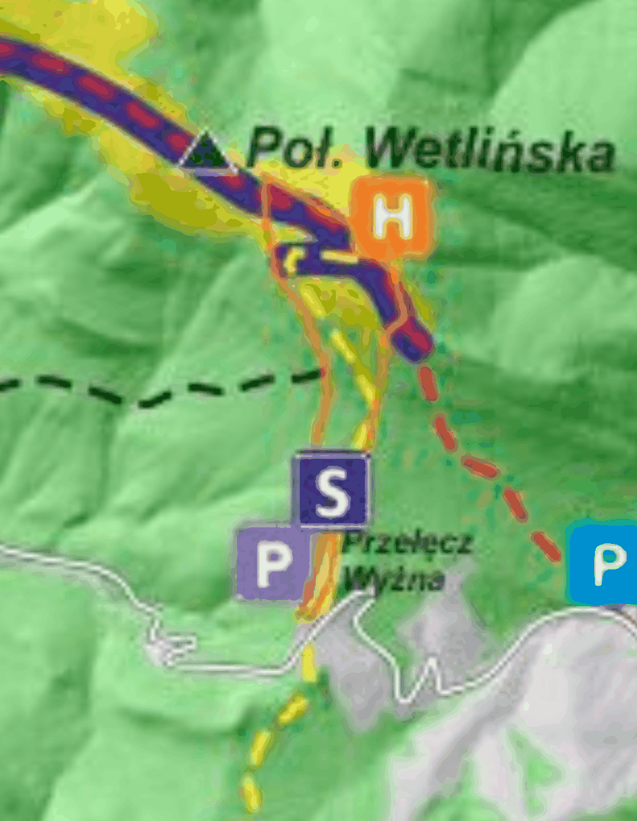 Korytarz zjazdowy z Połoniny Wetlińskiej